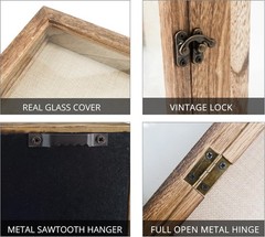 13×16 Shadow Box Frame Solid Wood Glass Door Display Case with Linen Back and…