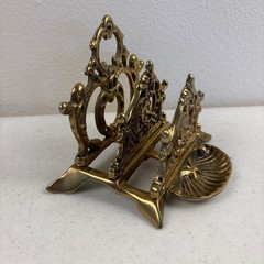 Brass Letter Holder Napkin Ornate Victorian Desk Handcasted 80s Upper Deck