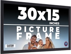 30×15 Frame Black Real Wood Picture Frame Width 0.75 inches | Interior Frame Dep