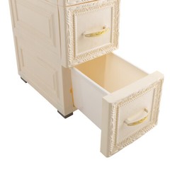 6Tier Bathroom Floor Cabinet, Vertical Storage Unit with Drawers and Casters