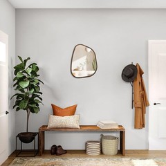 Hlfmvwe Asymmetrical Wall Mirror Irregular Wood Frame Modern Unique