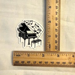 Grand Piano Music Notes Sticker 2 inch Black White Piano Vinyl Decal No70