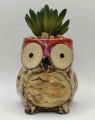 Owl Planter with Artificial Succulent Plant