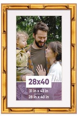 28×40 Frame Gold Bamboo With White Picture Mat For 28×40 Photo – Gold Bamboo 31x