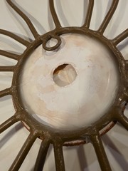 Vintage Terra Cotta Celestial Face Wrought Iron Wall Hanging Metal 16″