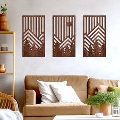 3 Piece Wood Large Mountain Wall Decor Art for Living Room, Bedroom, Office M…