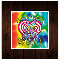 Peace Love Stay Groovy – Vinyl Decal Sticker – Car Window Laptop – ebn9605