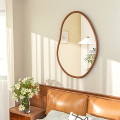 Irregular Wall Mirror Asymmetrical Accent Mirrors Modern Wood Frame Decor Mirror