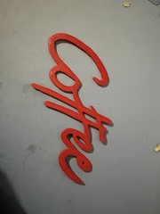 Red Wooden Coffee Script Decorative Letters Wall Sign for Kitchen or Any Room