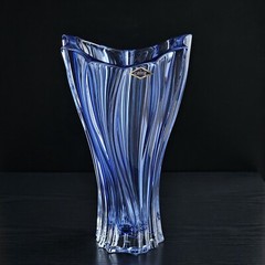 Plantica Modern Bohemian Czech Crystal Decorative Vase – 12.5 Inch Vase, Blue