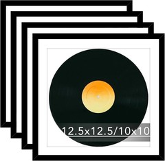 4 Pack 12.5×12.5 Record Frame with 10×10 Mat for Vinyl Record Album Cover Pos…