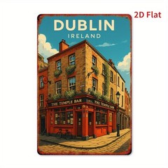 Dublin Ireland Temple Bar Metal Sign Vintage Travel Poster Pub Wall Decoration