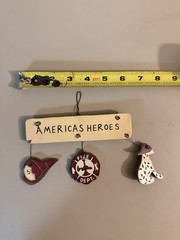 Rustic Americas Heroes Firefighter Wood Hanging Wall Decor Dalmatian Helmet