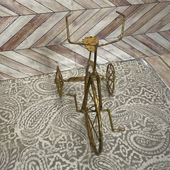 Vintage Brass bicycle bike decoration metal Tricycle display shelf sitter 8.5×9”