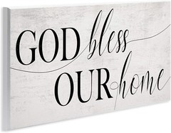 Stupell Industries God Bless Our Home Quote Faith Based Typography, Off-white