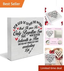 Elegant John 3:16 Scriptures Wooden Block – Rustic Tabletop Decoration, 5″