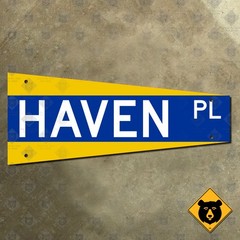 Newport Beach California Haven Place road street blade sign 2020 18×7