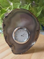 Rablabs Agate Slice Table Clock – Brown/Gray/Purple Decorative Table Accent