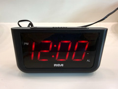 RCA Digital Alarm Clock Black w/ Red LED Display Rectangular Modern Bedroom