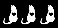 Heart Love Cat Silhouette Three 4″ White Vinyl Decal Car Laptop Tablet Tumbler