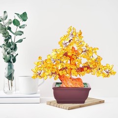 Feng Shui Quartz Crystal Money Tree Bonsai Style Decoration for Luck and Wealth