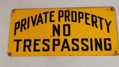 Vintage Private Property No Trespassing Metal Sign 14×6 Rustic t