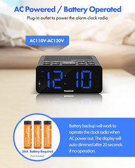 Digital Alarm Clock Radio with AM/FM Radio, Multi-Colors 1.4” LED Digits, Preset