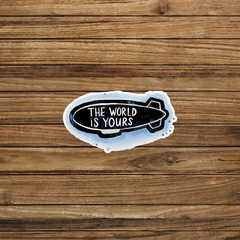 Inspirational Watercolor Airship Sticker The World Is Yours #1321