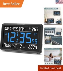 Digital Clock Large Display Date Day Temperature Alarm USB Power Dimmable