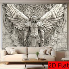 1pc 3D Effect Visual Effect Stone Carving Retro Gorgeous Big Angel Background Cl