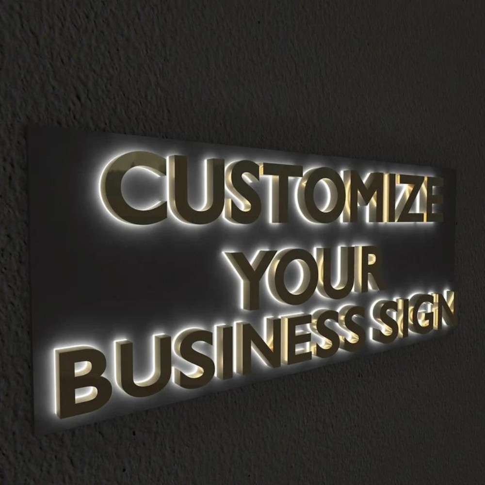 Custom 3D Metal Back Lit Letter Mirror Matte Glossy Polish Stainless LED Sign