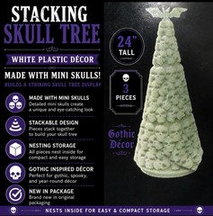 Stacking Skull Tree “Bone White” Plastic Gothic Decor Set Nesting Skulls New NWT
