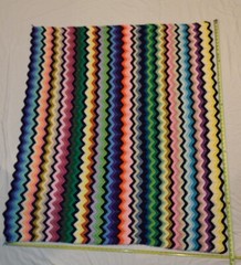 Handmade Crochet Throw Blanket Zig Zag Chevron Multi Colors 59 x 49 NWOT