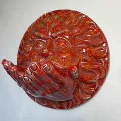 Glazed Celestial Wild Man Ceramic Sun Face Wall Plaque with Cupped Hands