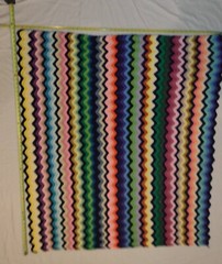 Handmade Crochet Throw Blanket Zig Zag Chevron Multi Colors 59 x 49 NWOT