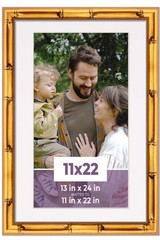 11×22 Frame Gold Bamboo With White Picture Mat For 11×22 Photo – Gold Bamboo 13x