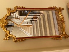 Used Mirror (Medium sized) with painted gold-colored rim. (BUYER MUST PICKUP)