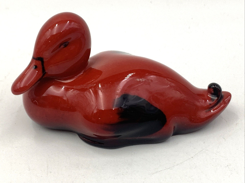 VTG Royal Doulton Flambe Small Resting Duck Figurine HN148B 3 x 1-5/8 x 1-3/4″