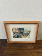 Vintage Framed Wall Art Print of “Letter-Writing» (1912) by Artist Carl Larsson