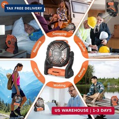 Deller Portable Fans for Camping Essentials, Battery Powered Fan with 4 Speeds &