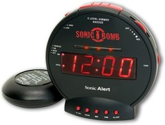 Dual Extra Loud Alarm Clock with Bed Shaker, Black | Sonic Alert Vibrating Alarm