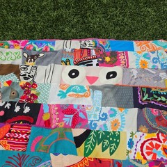 Karma Living Patchwork Throw Blanket Embroidered Floral Whimsical Boho Eclectic