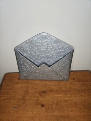 Rustic Galvanized Metal Envelope Mail Holder Wall Organizer Farmhouse Decor