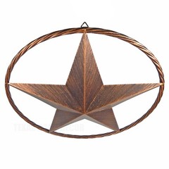 Large Metal Barn Star Rope Ring Rustic Western Decor Brushed Copper Finish 23 in
