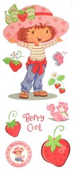 Strawberry Shortcake Kitten Butterfly Berry Cool Girl Wall Large Decal Set Decor