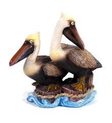 Hand Painted 4.5″ Twin Pelican Sea Birds Lover Statue Figurine Sculpture 68P-DD