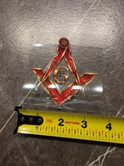Masonic Square & Compass Decal | Freemason G Symbol UV DTF Sticker Gold Red
