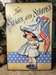 Vintage Inspired Stars & Stripes Couple Americana 4×6 Sign