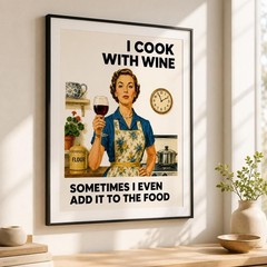 Funny Kitchen Wine Lover Poster Print Sarcastic Vintage Home Decor British Humor