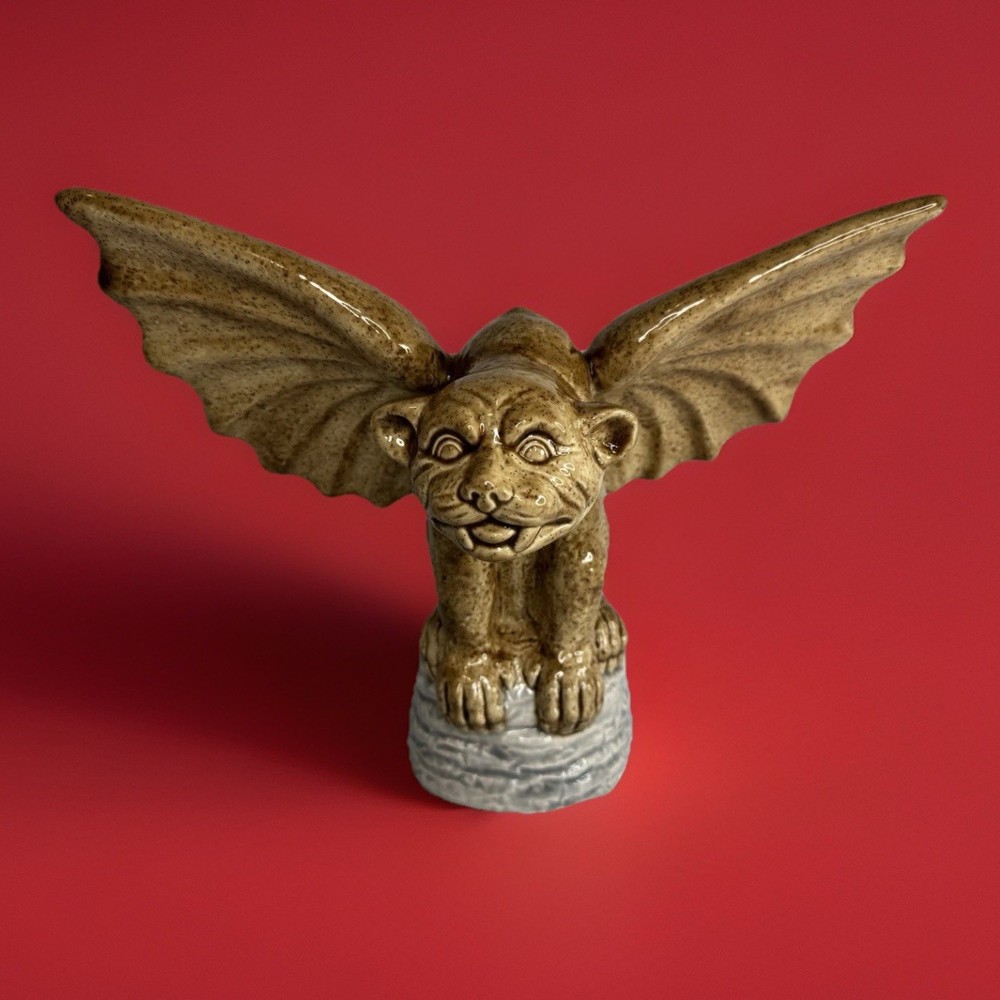 Gargoyle Statue Handmade Ceramic Double-Glazed, 13” Wingspan, 10” Tall, 3.6 lbs
